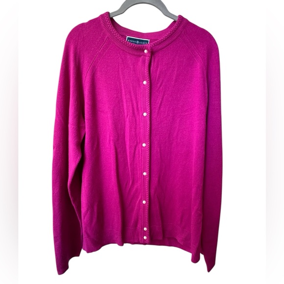 Karen Scott Fuchsia Knit Cardigan size Large - Picture 4 of 7